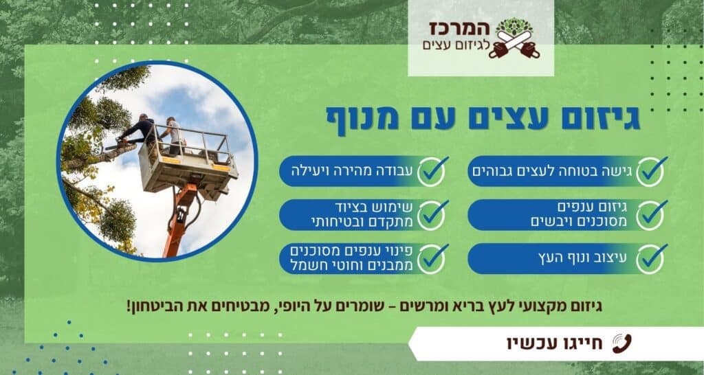 גיזום עצים עם מנוף