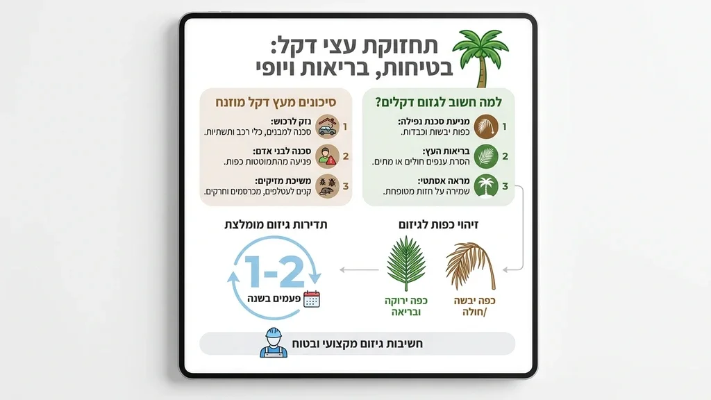 גיזום עצי דקל מקצועי לשמירה על בטיחות ואסתטיקה