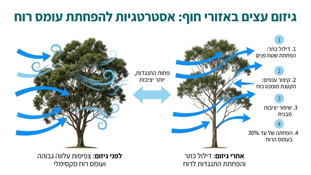 עץ מטופל בקיסריה לאחר גיזום מקצועי