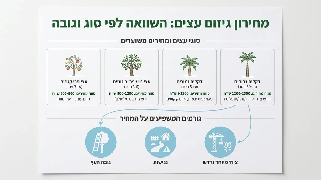 השוואת מחירי גיזום לסוגי עצים שונים