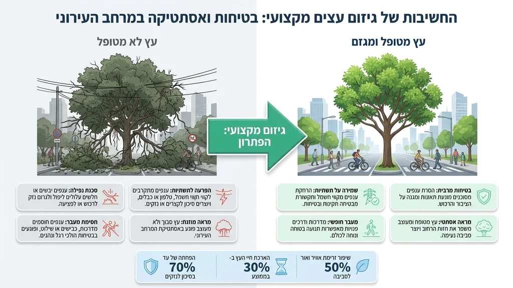 גיזום עצים באור עקיבא לשמירה על בטיחות המרחב הציבורי