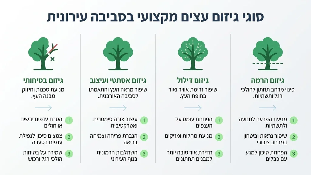 גיזום עצים בטירת הכרמל באמצעות מנוף סל